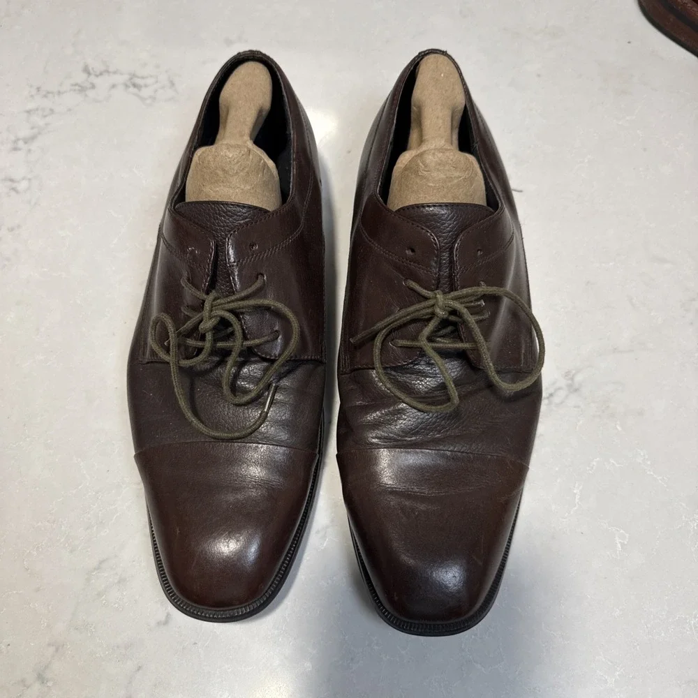 Giorgio Brutini Men's Brown Leather Lace Up Cap Toe Oxford Dress Shoes 11